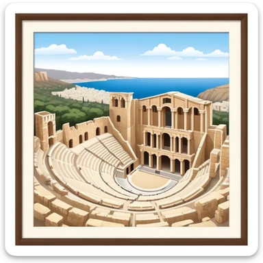 Odeon of Herodes Atticus Landmark Emoji – Depicting the ancient stone amphitheater on the Acropolis slopes. sticker