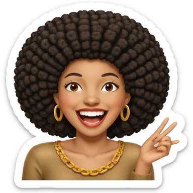 Black woman with an afro laughing hard sticker