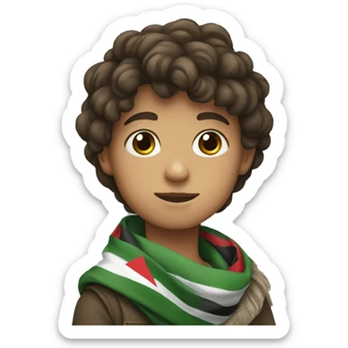boy wearing a Palestinian scarf sticker