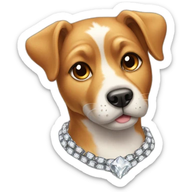 a dog with a diamond chain sticker