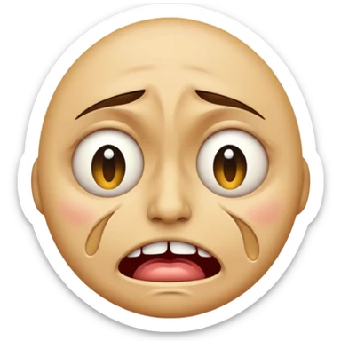 a horrifyingly distorted emoji encapsulating pain sticker