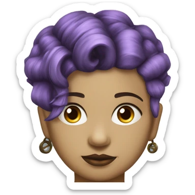 steampunk profile short hair faux-hawk purple Victorian on Caucasian girl with small nose round fat face sticker