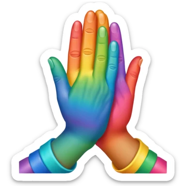 Praying hands rainbow coloured sticker
