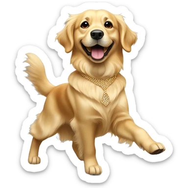 Golden retriver dressed elegant dancing sticker