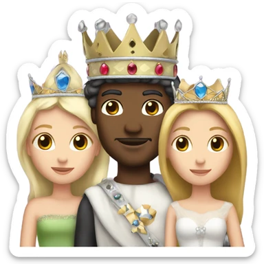 White king and queen holding one prince and two princesses  sticker