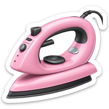 A baby pink hair iron in iOS emoji style, 3D icon, plastic texture, soft reflection, minimalist design. sticker