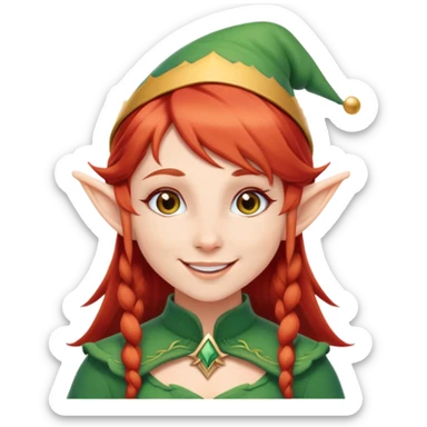 elf girl with straight red hair smiling sticker