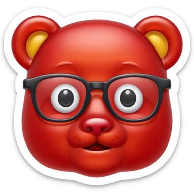 gummy bear with glassess, only head  sticker