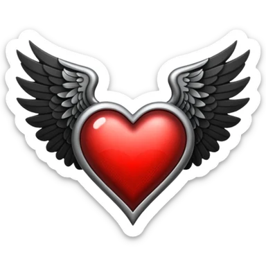 heart with black gothic wings sticker