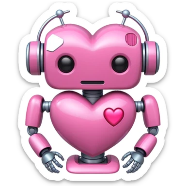 pink robot heart emoji sticker