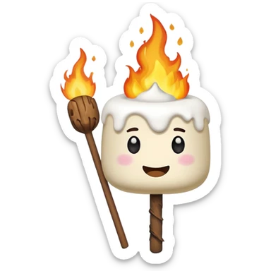 melting Marshmallow on fire wuth stick sticker