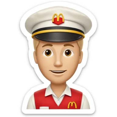 caucasian male McDonald's worker sticker