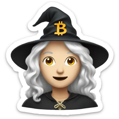 Witch with bitcoin, white skin, white hair  sticker