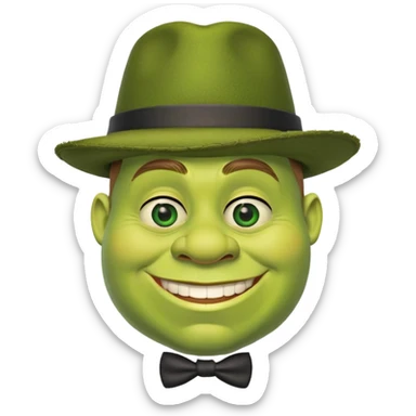Shrek with a monocle and a mafioso hat sticker