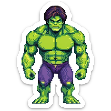 Bruce Banner transforming into Hulk sequence, 8-bit style sticker