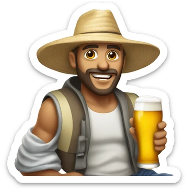 Hombre en la playa con una cerveza  sticker