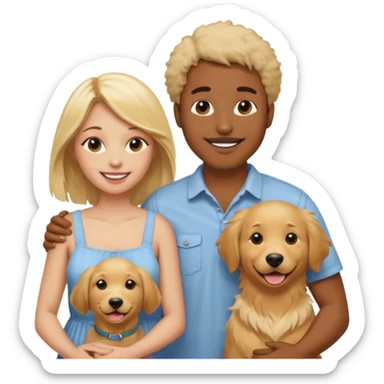Um homem negro, uma mulher loira e um Golden retriever  sticker