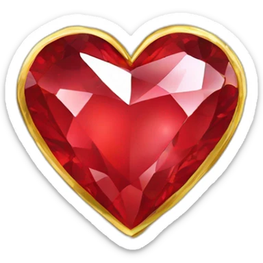 Red heart diamond with gold border sticker