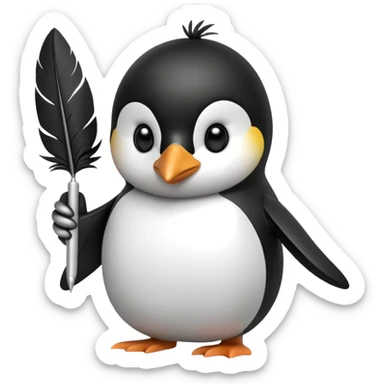 penguin with an ipad mini sticker