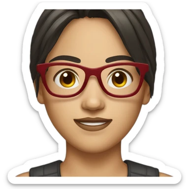 Girl with straight dark hair and red glasses sticker