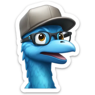 Crazy funny Cyberpunk Articuno head with beautiful smile wearing glasses and hat sticker