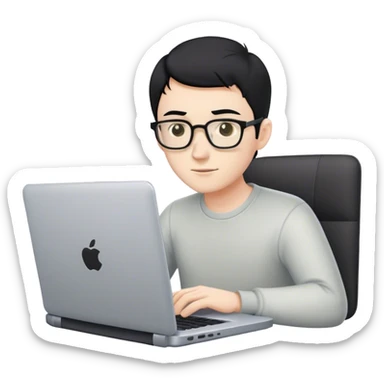 software engineer at laptop male short black hair pale sticker