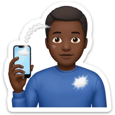black man holding a phone with three lines of coke on it horizontally  sticker