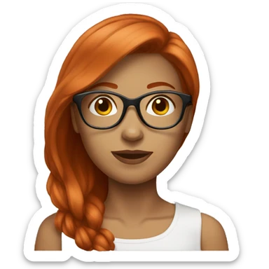 female redhead medium cut glasses sticker