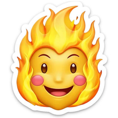 Do a very happy emoji with fire in its head sticker