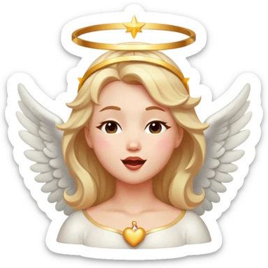 face with a wink with a kissing face with an angel halo on top  sticker