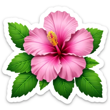 pink hibiscus with leaves sticker