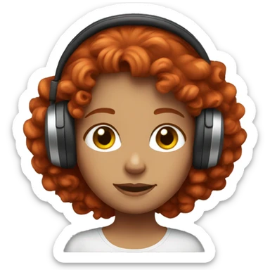 Curly red hair girl with headphone sticker