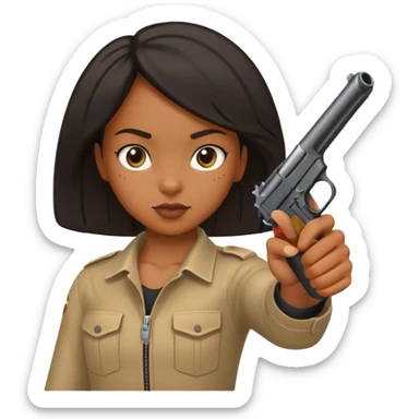 black girl pointing a gun sticker