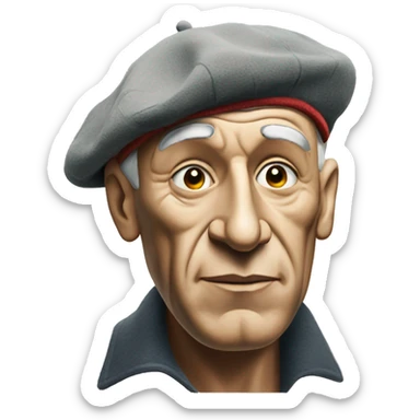 Pablo picasso with brush and beret sticker