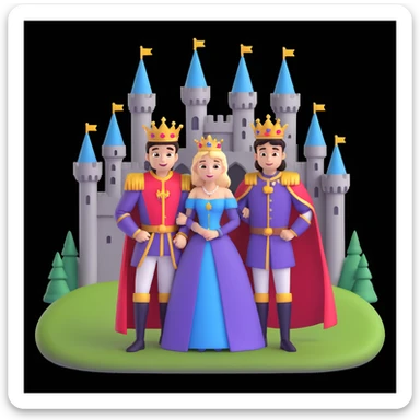 young king and queen posing, castle background sticker