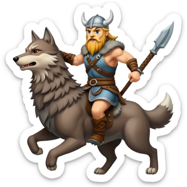 Viking Warrior Riding A Wolf  sticker