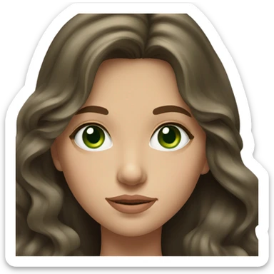 Russian brunette long wavy hair girl green eyes sticker