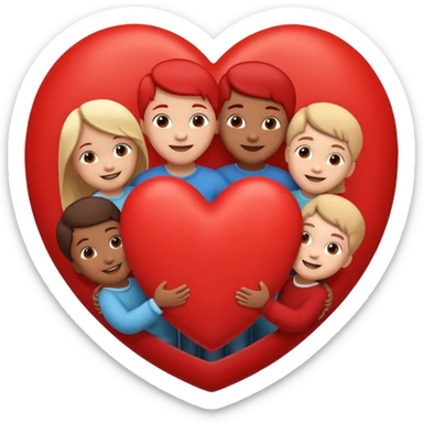 big heart with several small child figures inside sticker