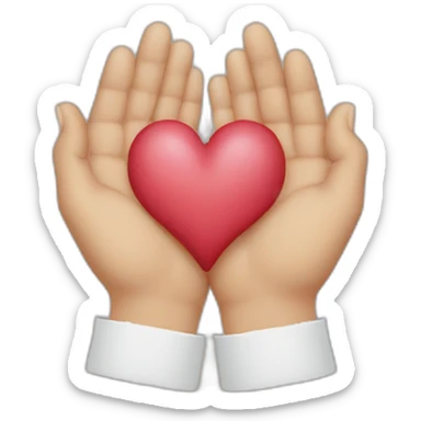 One half of Two hands making a heart sticker