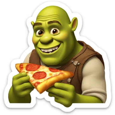 Shrek eating pizza sticker