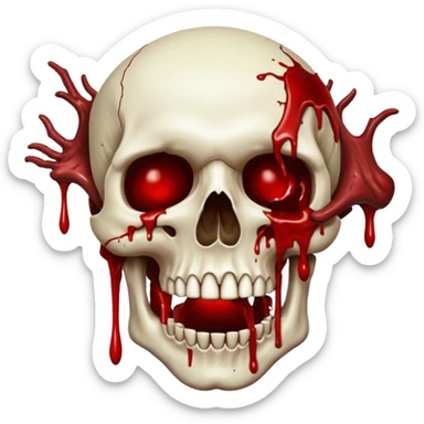 3D rotting corpse jumping in the air. In the style of your bloody skull art. More blood sticker