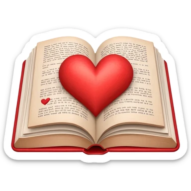 un libro abierto y que en sus paginas haya un corazon hecho con las manos sticker
