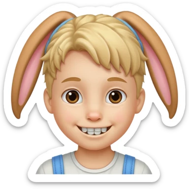kid with braces bunny haired sticker