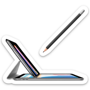 iPad Pro 11-inch facing forward minimal background with Apple Pencil sticker