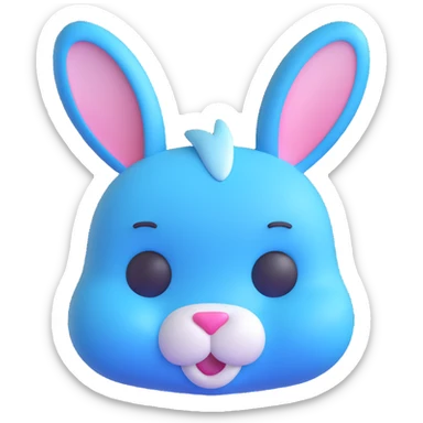 light blue cute rabbit head, 3D emoji style sticker