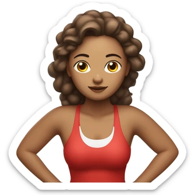 Mujer haciendo yoga con cabello color rojo y piel blanca con brillos alrededor  sticker