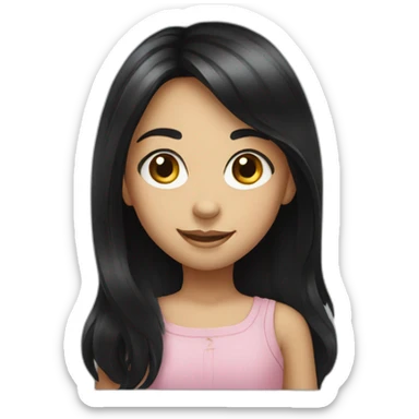 Big eyes girl long black hair smiling sticker