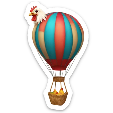 Chicken in hot air balloon sticker