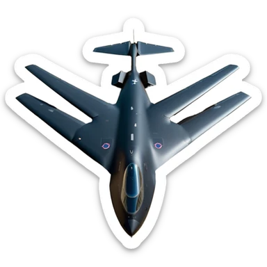 B-2 Spirit bomber - Northrop B-2 (Model Year: 2021) (Iconic colour: Stealth black) - A sleek, stealth bomber with smooth, angular contours and a matte jet-black finish. Emphasize a futuristic, minimalist design with a seamless fuselage, low-profile wings, and an overall intimidating stealth aesthetic. sticker