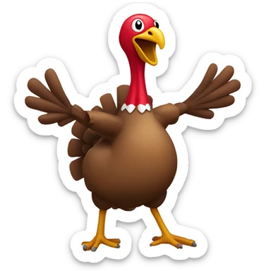 Cartoon Turkey dancing with football sticker
